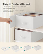 SONGMICS Set of 6 Large Size Wardrobe Clothes Organizers, 6-Compartment Foldable Drawer Organizers with Handles, 16.5 x 11.8 x 6.7 Inches, for Pants, Sweaters, Jeans, Cloud White URUS009W03