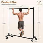 Hoctieon Z Rack, Rolling Clothes Racks with Z-Base, Heavy Duty Garment Rack, Clothing Racks for Hanging Clothes, Sturdy Metal Hanging Holder, Clothes Organizer Rack, Black