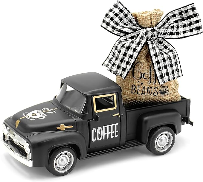 Black Mini Metal Truck Decor: Farmhouse Coffee Bar Decor - Vintage Truck Decor for Countertop, Tiered Tray, Coffee Station