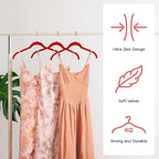 30 Pack Velvet Hangers – Non-Slip Slim Clothes Hangers with 360° Swivel Hook, Heavy Duty Flocked Shirt Hangers for Dresses, Suits, Blouses, Coats(Red)