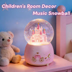 Pink Castle Snow Globes, Girls Music Snowglobes with LED 7 Colors Lights, Automatic Snow Fall Effect, Home Decor for Kids Room Essentials, Gifts for Birthday Christmas Valentines Mother's Day (Pink)