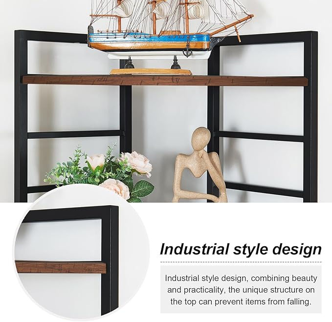 HOMISSUE Corner Shelf, 7 Tier Tall Narrow Bookshelf 82.6", Industrial Corner Bookcase with Storage for Home Office Living Room and Bedroom, Brown