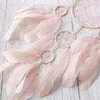 Pink Dream Catcher Wall Decor Handmade Feathers Dreamcatcher Wall Hanging Ornament Room Decor Craft Blessing Gift for Kids Boys Girls (Pink, No Light)
