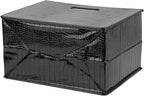 HofferRuffer Magazine Basket Holder, Foldable Magazine Rack, Document File Holder Organizer, File Folder, Newspaper Storage Bin Organizer for Home or Office (Black Croco)