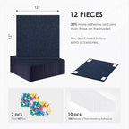 Large Cork Board for Walls 48"x36" |Cork Board Alternative| 12 Pack Felt Wall Tiles| Dark Blue Bulletin Board with Removable Adhesive | Cork Boards Pinboard for Office Home Classroom，Dark Blue