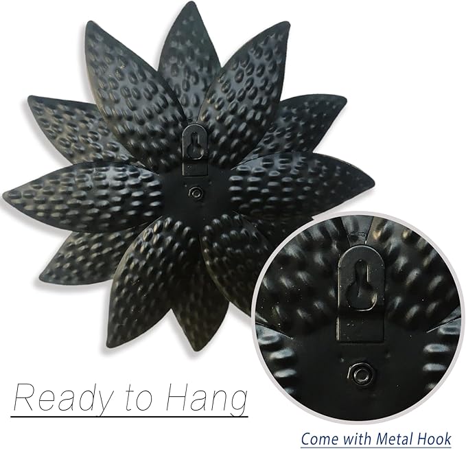 Metal Flower Wall Art Decor,10" Rustic Modern Antique Floral Sculpture, Distressed Iron Wall Hanging Home Decoration Accent Artworks for Indoor Kitchen Bedroom Living Office Outdoor Garden Patio