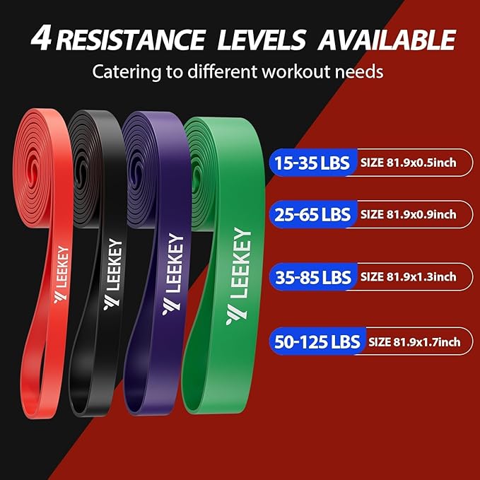 LEEKEY Resistance Bands, Exercise Bands with Handles,Pull Up Assist Bands - Band Set with Door Anchor - Bands for Working Out,Band for Men and Women Fitness Training,Home Workouts