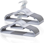 Pack of 30 Coat Hangers, Space-Saving Plastic Clothes Hangers, Non-Slip, 0.2 Inches Slim, 360° Swivel Silver Hook for Shirts, Pants, Suit & Wet/Dry Garments, Light and Dark Gray