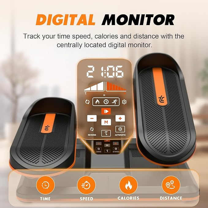 TOUSAINS Under Desk Elliptical Machine for Seniors, Electric Leg Exerciser with App & Remote, 7 Speeds Portable Foot Pedal for Home Office, Low-Impact Rehab Equipment