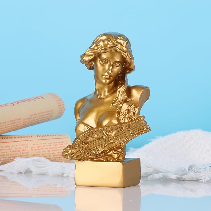 LCCCK 6" H Gold Aphrodite Statue Sculpture, Resin Greek Mythology Bust Statue, for Coquette Room Decor, Dark Academia Room Decor, Bookshelves, Shelves, Partition, Coffee Table Centerpiece