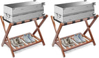 Smuxee Fully Assembled Walnut Luggage Racks Pack of 2, Upgraded Bamboo Foldable Suitcase Stand with 5 Nylon Straps, Luggage Holder with Shelf for Guest Room Bedroom Hotel