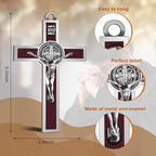 XIPENGKEJI Brown Metal Enamel Crucifix,Christian Cross For Wall,Christ Inspirational Home Decor,Jesus Cross For Wall,Jesus Art Decor,Christian Gifts-5Inch X 2.9Inch