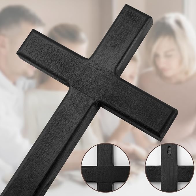 XIPENGKEJI Wooden Cross for Wall,Can be Used for Christian Wall Art,Black Jesus Cross Decorp-Perfect Decoration,Home Decoration for Spiritual Salvation,Christian Gifts-11Inch X 6.2Inch(Black)
