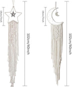 Tarklanda Moon Star Dream Catcher Decor, 2pcs Boho Home Moon Star Dreamcatcher, Macrame Wall Hanging Boho Home Decor for Kids Baby Bedroom Birthday Gift for Mother Women Girls Friends Craft