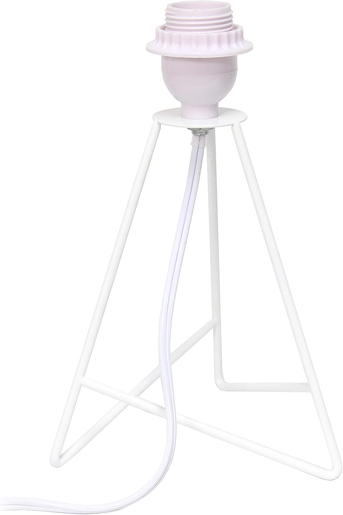 Simple Designs LT2066-WOW-LB 14" Down to The Wire Table Lamp for Bedroom, Living Room, Entryway, Office, White with White Shade, with Feit LED Bulb Included