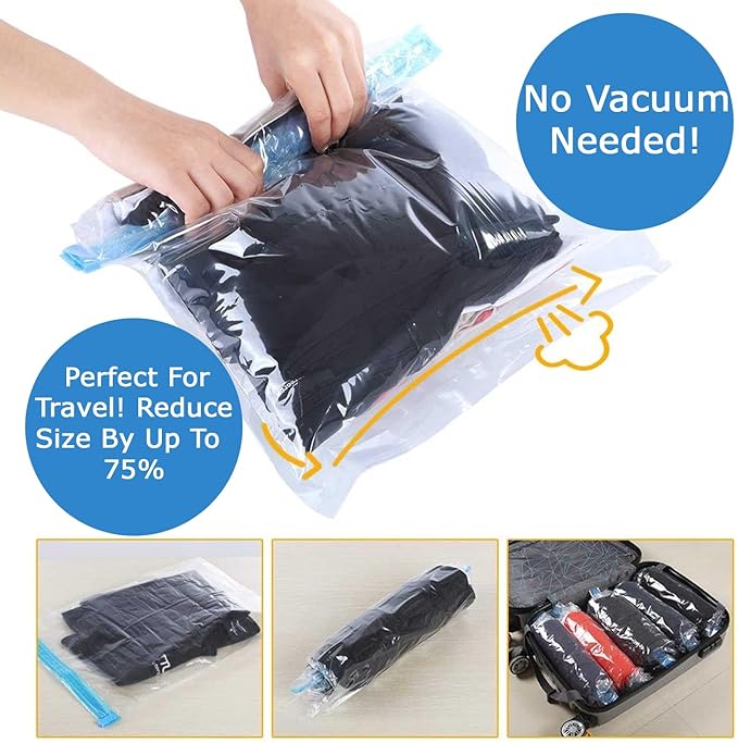 10 Combo Pack Vacuum Storage Bags (6 Extra Large Size 47"X32" and 4 Travel Bags Size 24"X16") for Storage Organization