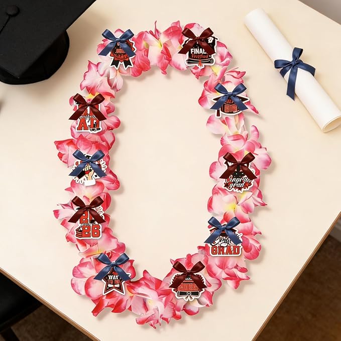 Leis for Graduation 2026, Artificial Flower Wreath with Cards Graduation Lays Gifts, Congrats Grad for High School