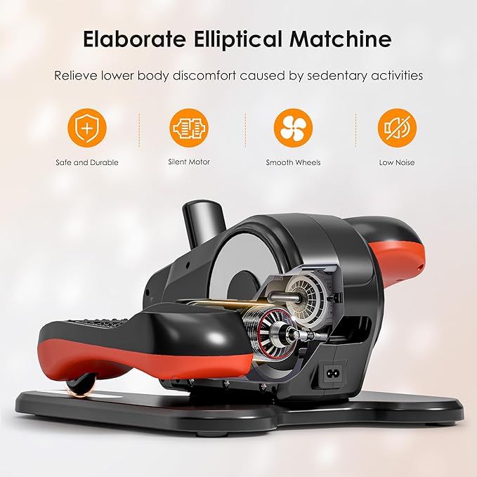 Under Desk Elliptical Machine for Seniors – Compact, Quiet & Portable Mini Leg Pedal Exerciser with Adjustable Speed and LED Display for Home and Office Workouts