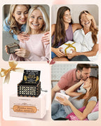 Swooflia Mother's Day Wooden Music Box for Grandma with Sunflower Greeting Card- Hand Crank Engraved Musical Box Vintage Mechanism Personalized Gifts for Mom On Birthday