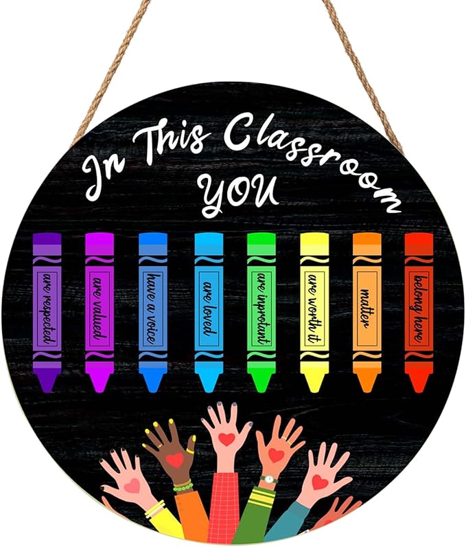 Welcome Sign for Classroom Door Decorations In This Classroom Welcome Door Hanger Sign Teacher Wooden Sign 12”x12” Classroom Welcome Door Sign for Elementary School Teacher Supplies