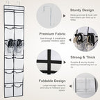 12 Large Pockets Over Door Hanging Shoe Organizer, White