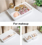 BYCY 18 Pcs White Drawer Organizers Trays Set Drawer Dividers for Kitchen Office Bathroom, Interlocking Bin Pack (18 Pieces)