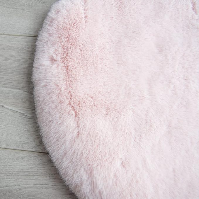 Small Pink Fuzzy Faux Rabbit Shaggy Fur Rug Furry Washable Runner Rug 2x6 Fluffy Rugs for Bedroom Living Room Nursery Rugs Teen Room Décor
