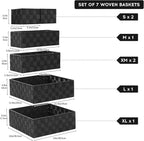 Posprica Small Baskets for Organizing(7 Set) Woven Storage for Shelves, Bathroom, Decorative Closet Organizer, Dresser Bins, Shelf