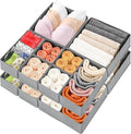 Drawer Organizer Clothes 12 Pack Clothes Organizer Dresser Drawer Organizers for Socks Underwears Bras Foldable Closet Organizers and Storage Fabric Storage Dividers for Nursery Bedroom, Gray