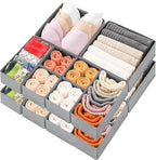 Drawer Organizer Clothes 12 Pack Clothes Organizer Dresser Drawer Organizers for Socks Underwears Bras Foldable Closet Organizers and Storage Fabric Storage Dividers for Nursery Bedroom, Gray
