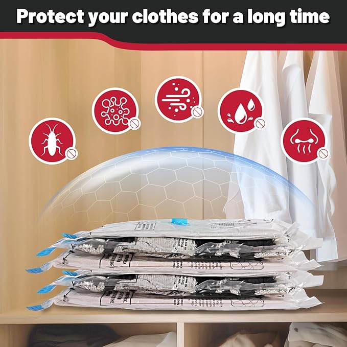 8 Pack Jumbo Vacuum Storage Bags,Vacuum Seal Bags for Clothing,Space Saver Bags,Comforters, Blankets, Bedding
