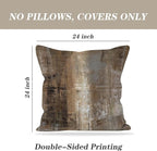 Taupe Abstract Art Artwork Pillow Cover, Gallery Modern Decorative Throw Pillows Cushion Cover for Bedroom Sofa Living Room 24 x 24 Inch Set of 2