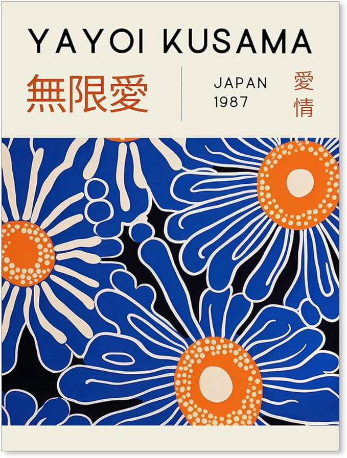 Yayoi Kusama Print Vintage Japanese Wall Art Abstract Yayoi Kusama Poster Minimalist Painting Art Exhibition Suitable for Japanese Bedroom,Living Room Office Decor 11x14in Unframed