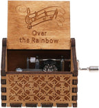 Huntmic Wooden Hand Crank Rainbow Music Box, Classic Vintage Wood Handmade Over the Rainbow Musical Boxes Best Gift for Kids,Friends (Over the Rainbow)