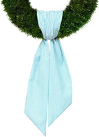Christmas Wreath Sash for Front Door, Lake Blue Seersucker Sash Holiday Baby Shower Wreath Accessories for Home Birthday Decorations