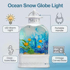 Ocean Themed Snow Globe Lantern with Music - USB or Battery Powered Light Up Water Lantern with Seahorse - Swirling Glitter Water Globe for Summer Costal Ocean Decor Gift for Ocean Lover (Seahorse)