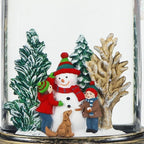 GenSwin Christmas Snow Globe Candle, Swirling Glittering Candle with Timer and Music, Red Hat Snowman and Kids Scene Lantern, USB/Battery Operated Candles for Christmas Decor