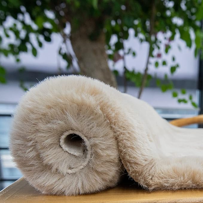5x8 Area Rug Light Brown Beige Plush Shaggy Rugs for Bedroom Washable Faux Rabbit Fur Rug for Living Room Fluffy Large Nursery Rug Home Décor