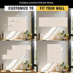TSJOFFICE Large Cork Board for Wall - 48" x 36" Bulletin Board with 50 Pushpins for Office Decor, Pin Board 12 Pack Felt Wall Tiles with Safe Removable Adhesive Tabs, Corkboard for Home - Oatmeal