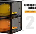 Hat Organizer Box, Stackable Clear Baseball Caps Holder Box Containers with Magnetic Door for Hats Snapback Cap Storag, Hat Rack Display Case, Holds 8 Hats Each (Black, 2 Pack)