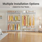 VIPEK X1 Plus Expandable Reach-in Closet Adjustable from 2'8" to 4'6" with Adjustable Shelves and Hanger Rods Clothes Rack Heavy Duty, Metal Clothing Racks Portable Walk-in Closet, White