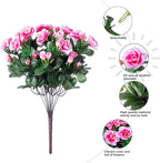 HyeFlora Artificial Faux Outdoor Flowers Plants for Spring Summer Decoration, Fake Silk Camellia UV Resistant Look Real for Planter Outside Front Door Porch Patio Balcony, 3 Large Bundles
