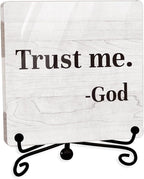 Modern Farmhouse Decor, Home Decor For Living Room, Boho Chic Aesthetic Shelf Decorations, Christian Trust Me God Acrylic Sign, Farmhouse Entryway Tv Stand Fireplace Coffee Table Decoration (16)