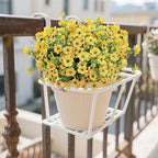 Artificial Flowers for Outdoor UV Resistant Fake Plants, 12 Bundles Fake Mums Silk Daisy in Pots for Porch Patio Garden, Faux Potted Home Decor for Outside (Yellow)