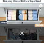DIMJ Drawer Organizer Clothes - Underwear Organizer Sock Closet Organizers and Storage Box Dresser Organizer, Drawer Dividers for Baby Clothes, Bra, Socks, Belt, Tie, Set of 9, Black