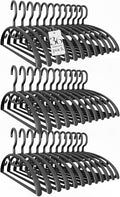 HOUSE DAY Plastic Clothes Hangers 36 Pack, Sweater Hangers No Shoulder Bump, Thick Heavy Duty Coat Hanger for Closet, Black Wide Hanger with Non-Slip Hook for Sweaters, Suits, Dresses, Jackets, Pants