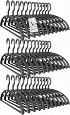 HOUSE DAY Plastic Clothes Hangers 36 Pack, Sweater Hangers No Shoulder Bump, Thick Heavy Duty Coat Hanger for Closet, Black Wide Hanger with Non-Slip Hook for Sweaters, Suits, Dresses, Jackets, Pants