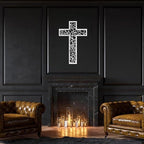 WORGO White Metal Cross Wall Decor Iron Christian Cross for Home Church, Hollow Out Artistic Hanging Ornament, Crosses Wall Decor for Living Room, Bedroom, Decorative Thankful Religious Gift 18.5x12.3 inch