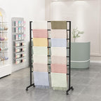 Metal Scarf Display Stand with 360 Swivel Caster Wheels, Movable Freestanding Scarf Floor Standing Display Rack, Belt Shawl Hijab Organizer for Boutique Display, Commercial Home