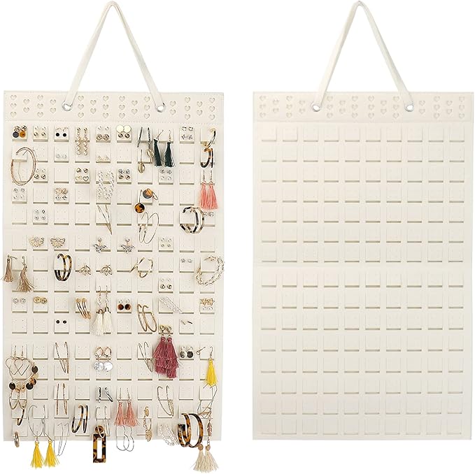 Hanging Earrings Organizer, Earring Holder & 20 Hooks, Holds Up To 300 Pairs, Compact Design, Soft Material, Earring Hanger Earring Display Hanging Organizer for Women Girls -1 Pack